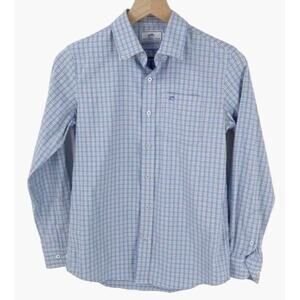 Southern Tide Blue Pink White Plaid Intercoastal Button-Down Shirt Boys Size Sma